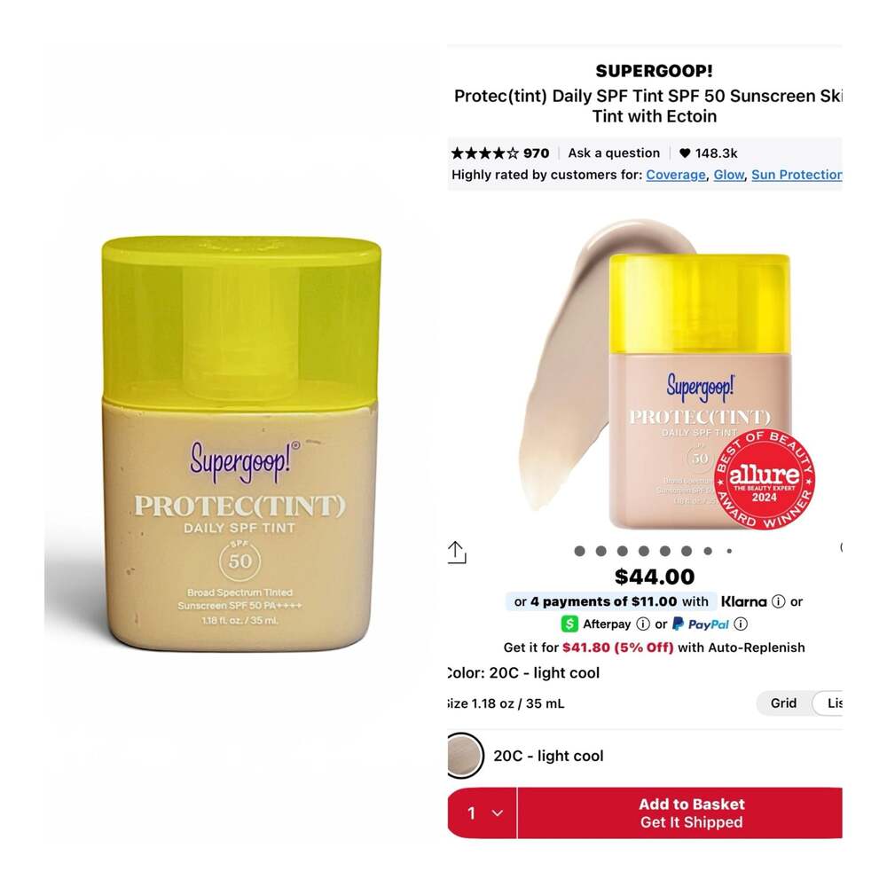 Supergoop! Protec(tint) Daily SPF Tint SPF 50 Sunscreen 20C Light Cool 1.18 oz